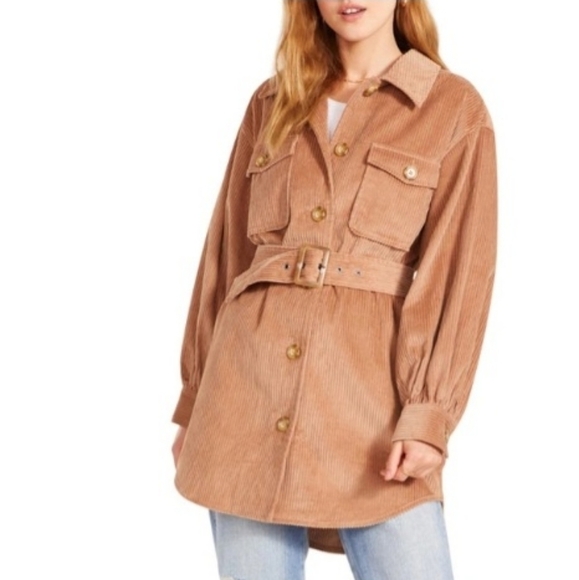 Steve Madden BB Dakota Belted Corduroy Shirt Jacket Size Small - Picture 1 of 9